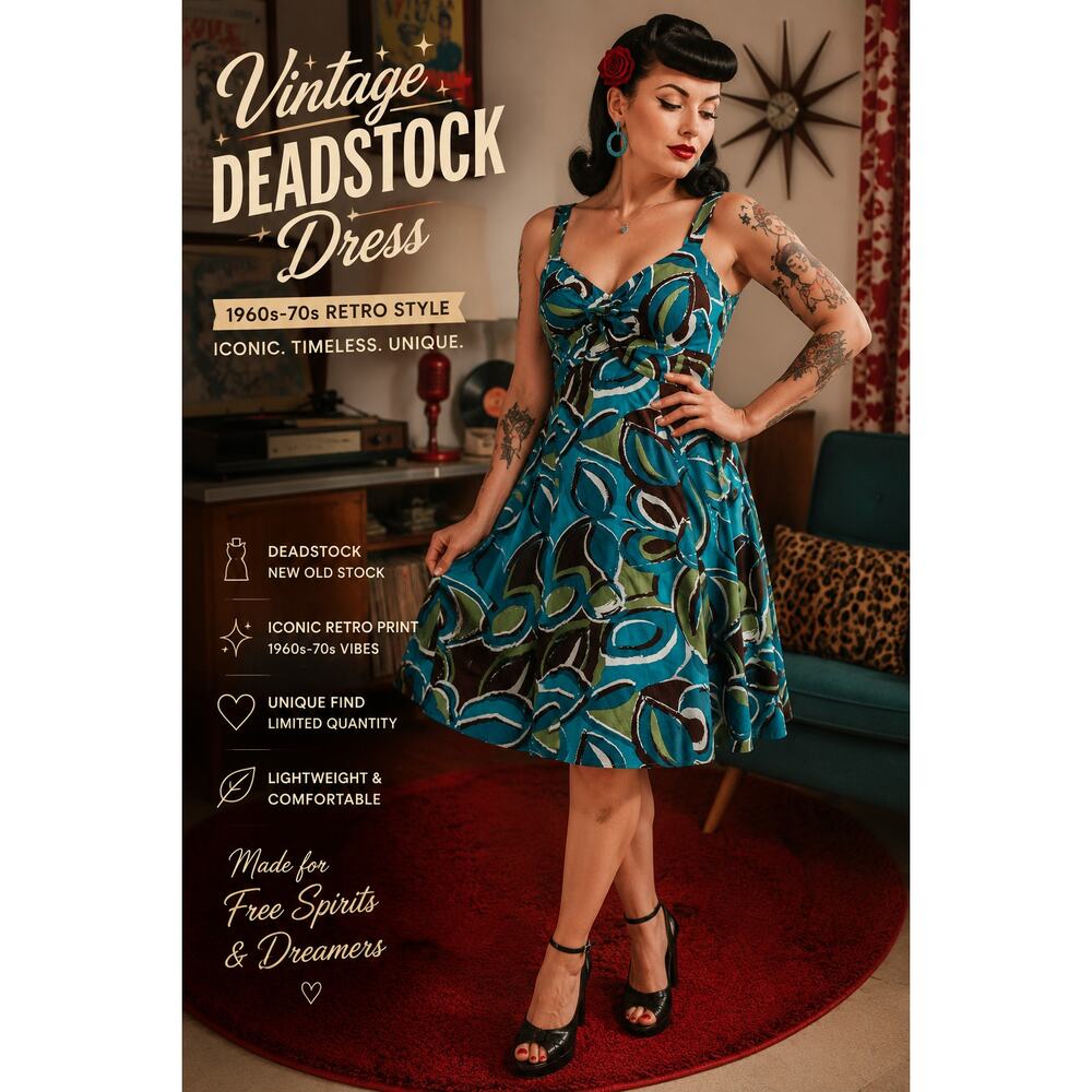 Dressbarn Retro Deadstock Sundress Women’s Size 12 Pinup Rockabilly NWT Retro